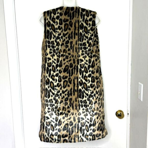 ALICE + OLIVIA LEOPARD ANIMAL FAUX FUR TUNIC VEST QUILTED LINING SIZE XS NWOT - Picture 9 of 13